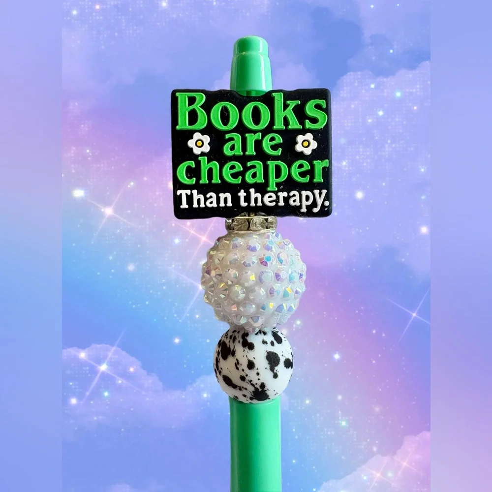 Books Are Cheaper Than Therapy Custom Ink Pen - Book Lover Reader